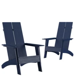 Flash Furniture Set Of 2 Sawyer Modern All-Weather Poly Resin Wood Adirondack Chairs -Furniture GUEST eb714910 58de 4dd5 982d e969469419c9