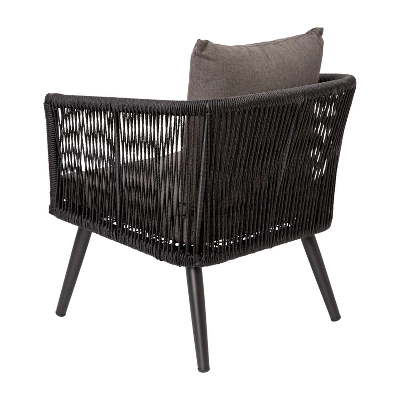 Flash Furniture Kierra Black All-Weather 4-Piece Woven Conversation Set With Gray Zippered Removable Cushions & Metal Coffee Table 13 Flash Furniture Kierra Black All-Weather 4-Piece Woven Conversation Set With Gray Zippered Removable Cushions & Metal Coffee Table - Image 13