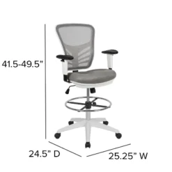 Flash Furniture Mid-Back Mesh Ergonomic Drafting Chair With Adjustable Chrome Foot Ring, Adjustable Arms -Furniture GUEST ec0716f7 490a 40fa a6d6 0ccbf0fdb532