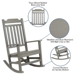 Flash Furniture Set Of 2 Winston All-Weather Faux Wood Rocking Chair -Furniture GUEST ec69f40d c22b 499a 9769 0a05dbea838a