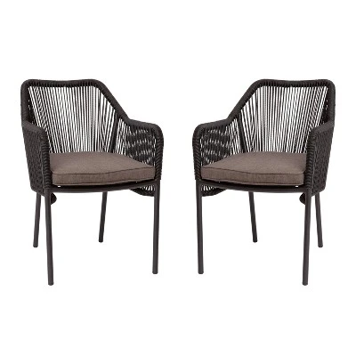 Flash Furniture Kallie Set Of 2 Aluminum Framed Stackable All-Weather Woven Club Chairs With Rounded Arms & Zippered Seat Cushions 14 Flash Furniture Kallie Set Of 2 Aluminum Framed Stackable All-Weather Woven Club Chairs With Rounded Arms & Zippered Seat Cushions - Image 14