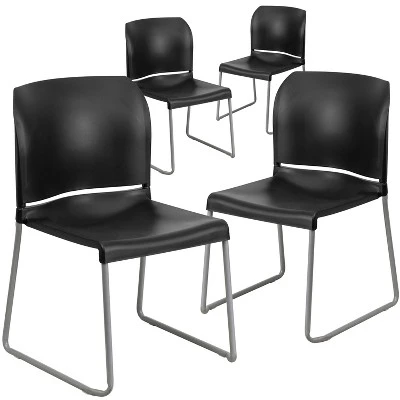 Flash Furniture 4 Pack HERCULES Series 880 Lb. Capacity Full Back Contoured Stack Chair With Powder Coated Sled Base 1 Flash Furniture 4 Pack HERCULES Series 880 Lb. Capacity Full Back Contoured Stack Chair With Powder Coated Sled Base