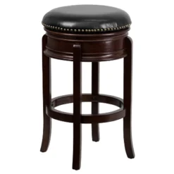 Flash Furniture 29'' High Backless Wood Barstool With Carved Apron And LeatherSoftSoft Swivel Seat 13 Flash Furniture 29'' High Backless Wood Barstool With Carved Apron And LeatherSoftSoft Swivel Seat -Furniture GUEST ee4bdc52 9a66 4c10 bda8 0404f3eb5354