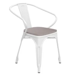 Flash Furniture Luna Commercial Grade Metal Indoor-Outdoor Stack Chair With Arms, All-Weather Polystyrene Seat And Vertical Slat Back -Furniture GUEST ee87234b 567e 472a af4b 0b4505d7b222