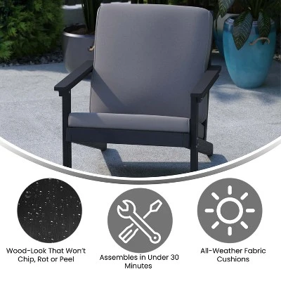 Flash Furniture Charlestown All-Weather Poly Resin Wood Adirondack Style Deep Seat Patio Club Chair With Cushions 5 Flash Furniture Charlestown All-Weather Poly Resin Wood Adirondack Style Deep Seat Patio Club Chair With Cushions - Image 5