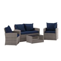 Flash Furniture Aransas Series 4 Piece Patio Set With Back Pillows And Seat Cushions -Furniture GUEST ef7cd774 42d1 4058 b63f b12eb52ffcea