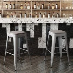 Flash Furniture Cierra Set Of 4 Commercial Grade 30" High Backless Metal Indoor Bar Height Stools With All-Weather Poly Resin Seats -Furniture GUEST efc8f830 48b9 482f 8cf6 fddbcbb9599c