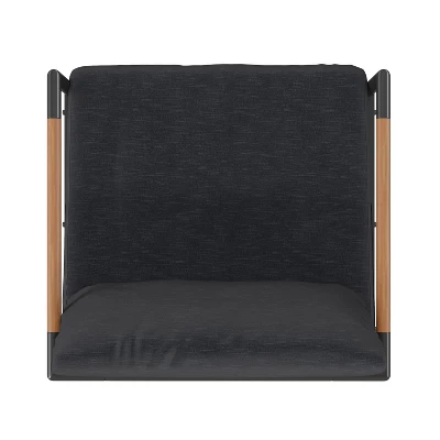 Flash Furniture Indoor/Outdoor Patio Chair With Cushions - Modern Aluminum Framed Chair With Teak Accented Arms 5 Flash Furniture Indoor/Outdoor Patio Chair With Cushions - Modern Aluminum Framed Chair With Teak Accented Arms - Image 5