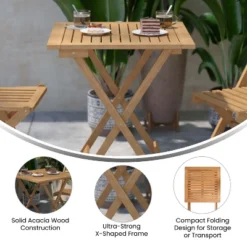 Flash Furniture Martindale Solid Acacia Wood 24 Inch Square Portable Folding Patio Table With Slatted Top And X Shaped Frame In Natural -Furniture GUEST f10a7b69 e61f 4b08 aa16 1f4330236678