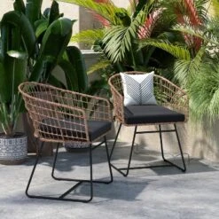 Flash Furniture Devon Set Of 2 Indoor/Outdoor Patio Boho Club Chairs, Rope With PE Wicker Rattan, Cushions And Sled Base 15 Flash Furniture Devon Set Of 2 Indoor/Outdoor Patio Boho Club Chairs, Rope With PE Wicker Rattan, Cushions And Sled Base -Furniture GUEST f16cbd92 0c27 4295 8718 4112e841c1f0
