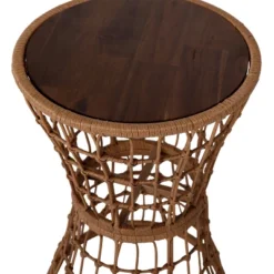 Flash Furniture Devon Indoor/Outdoor Natural Finish Rattan Rope Table With Acacia Wood Top, Fade And Weather Resistant -Furniture GUEST f1f3c09b bc72 419d af21 f83757268d1f