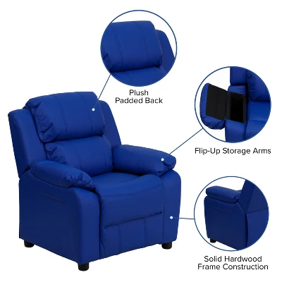 Flash Furniture Deluxe Padded Contemporary Kids Recliner With Storage Arms 3 Flash Furniture Deluxe Padded Contemporary Kids Recliner With Storage Arms - Image 3