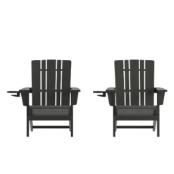 Flash Furniture Halifax Adirondack Chair With Cup Holder, Weather Resistant HDPE Adirondack Chair -Furniture GUEST f2b5d152 f2bf 454d 9061 d366e374464d