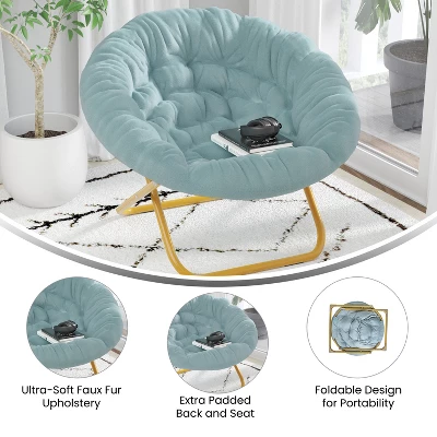 Flash Furniture Gwen 38" Oversize Portable Faux Fur Folding Saucer Moon Chair For Dorm And Bedroom 6 Flash Furniture Gwen 38" Oversize Portable Faux Fur Folding Saucer Moon Chair For Dorm And Bedroom - Image 6