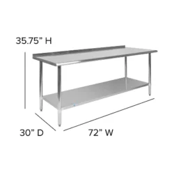 Flash Furniture Stainless Steel 18 Gauge Prep And Work Table With 1.5" Backsplash And Undershelf, NSF 13 Flash Furniture Stainless Steel 18 Gauge Prep And Work Table With 1.5" Backsplash And Undershelf, NSF -Furniture GUEST f382c99b 89af 48ab 8dc2 441f35d72df9