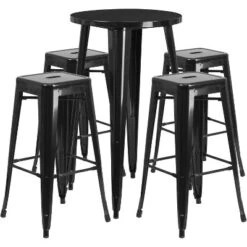 Flash Furniture Commercial Grade 24" Round Metal Indoor-Outdoor Bar Table Set With 4 Square Seat Backless Stools 9 Flash Furniture Commercial Grade 24" Round Metal Indoor-Outdoor Bar Table Set With 4 Square Seat Backless Stools -Furniture GUEST f3baf37e 593e 4fa0 b311 9b79cc8bd72f
