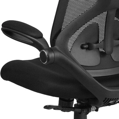 Flash Furniture High Back Black Mesh Executive Swivel Ergonomic Office Chair With Adjustable Lumbar, 2-Paddle Control And Flip-Up Arms 2 Flash Furniture High Back Black Mesh Executive Swivel Ergonomic Office Chair With Adjustable Lumbar, 2-Paddle Control And Flip-Up Arms - Image 2