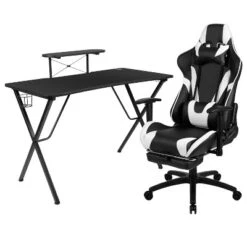 Flash Furniture Gaming Desk And Footrest Reclining Gaming Chair Set With Cup Holder, Headphone Hook, And Monitor/Smartphone Stand -Furniture GUEST f49a3922 8a3e 4b16 9cb8 60293e160b7c