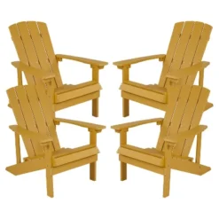 Flash Furniture Set Of 4 Charlestown All-Weather Poly Resin Wood Adirondack Chairs -Furniture GUEST f4d990a6 1c55 4141 b94e f67af8b4bb72