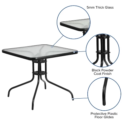 Flash Furniture 5 Piece Outdoor Patio Dining Set - Tempered Glass Patio Table, 4 Flex Comfort Stack Chairs 2 Flash Furniture 5 Piece Outdoor Patio Dining Set - Tempered Glass Patio Table, 4 Flex Comfort Stack Chairs - Image 2