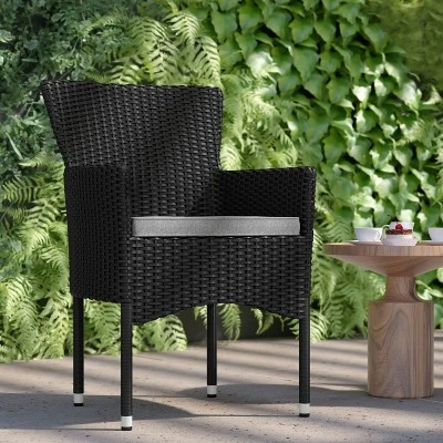 Flash Furniture Maxim Modern Wicker Patio Armchairs For Deck Or Backyard, Fade And Weather-Resistant Frames And Cushions 4 Flash Furniture Maxim Modern Wicker Patio Armchairs For Deck Or Backyard, Fade And Weather-Resistant Frames And Cushions - Image 4