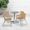 Flash Furniture Lila 23.5'' Round Aluminum Indoor-Outdoor Table Set With 4 Rattan Chairs