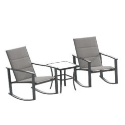 Flash Furniture Brazos 3 Piece Outdoor Rocking Chair Bistro Set With Flex Comfort Material And Metal Framed Glass Top Table -Furniture GUEST f5b8cd56 8d8c 44fa 8a28 ab046f212f20