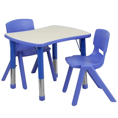 Flash Furniture 21.875"W X 26.625"L Rectangular Plastic Height Adjustable Activity Table Set With 2 Chairs 8 Flash Furniture 21.875"W X 26.625"L Rectangular Plastic Height Adjustable Activity Table Set With 2 Chairs - Image 8