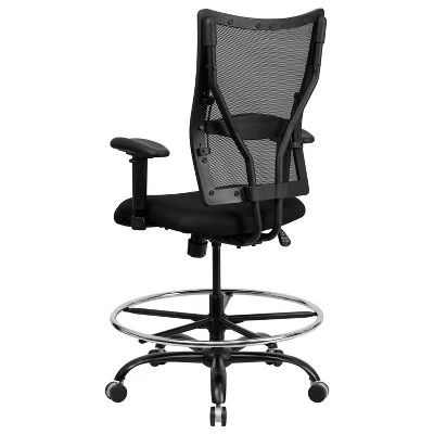 HERCULES Series 400 Lb. Capacity Big & Tall Drafting Chair Black Mesh - Flash Furniture 2 HERCULES Series 400 Lb. Capacity Big & Tall Drafting Chair Black Mesh - Flash Furniture - Image 2
