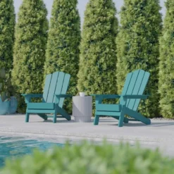 Flash Furniture Newport Adirondack Chair With Cup Holder, Weather Resistant HDPE Adirondack Chair -Furniture GUEST f6feddeb ebdd 4bb9 bf04 08a8c91fe4c5