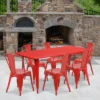 Flash Furniture Commercial Grade 31.5" X 63" Rectangular Metal Indoor-Outdoor Table Set With 6 Stack Chairs