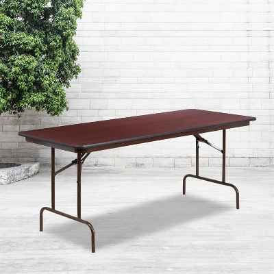 Flash Furniture 6-Foot Mahogany Melamine Laminate Folding Banquet Table 1 Flash Furniture 6-Foot Mahogany Melamine Laminate Folding Banquet Table