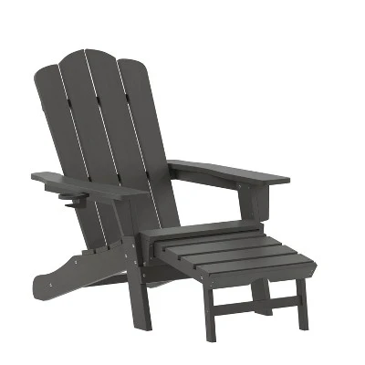 Flash Furniture Newport HDPE Adirondack Chair With Cup Holder And Pull Out Ottoman, All-Weather HDPE Indoor/Outdoor Lounge Chair 13 Flash Furniture Newport HDPE Adirondack Chair With Cup Holder And Pull Out Ottoman, All-Weather HDPE Indoor/Outdoor Lounge Chair - Image 13