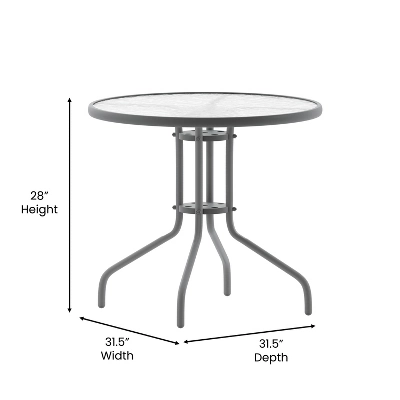 Flash Furniture Bellamy 31.5'' Silver Round Tempered Glass Metal Table 6 Flash Furniture Bellamy 31.5'' Silver Round Tempered Glass Metal Table - Image 6