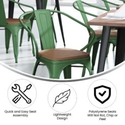 Flash Furniture Luna Commercial Grade Metal Indoor-Outdoor Stack Chair With Arms, All-Weather Polystyrene Seat And Vertical Slat Back -Furniture GUEST f9d05813 8d24 4a04 84dd 9ea3d268062f