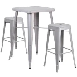 Flash Furniture Commercial Grade 23.75" Square Metal Indoor-Outdoor Bar Table Set With 2 Square Seat Backless Stools 29 Flash Furniture Commercial Grade 23.75" Square Metal Indoor-Outdoor Bar Table Set With 2 Square Seat Backless Stools -Furniture GUEST f9db5aa4 5916 4b43 8b08 88e8b9206fec