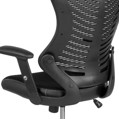 Flash Furniture High Back Designer Black Mesh Drafting Chair With LeatherSoft Sides And Adjustable Arms 5 Flash Furniture High Back Designer Black Mesh Drafting Chair With LeatherSoft Sides And Adjustable Arms - Image 5