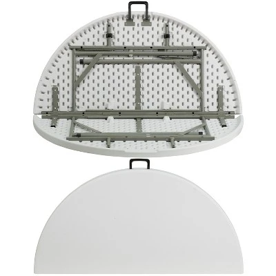 Flash Furniture 4-Foot Round Bi-Fold Granite White Plastic Banquet And Event Folding Table With Carrying Handle 4 Flash Furniture 4-Foot Round Bi-Fold Granite White Plastic Banquet And Event Folding Table With Carrying Handle - Image 4