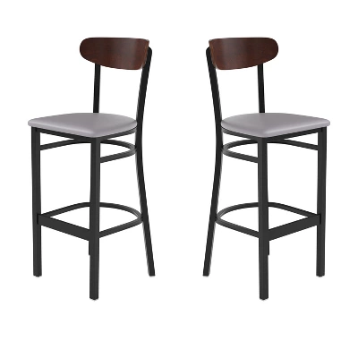 Flash Furniture Wright Set Of 2 Commercial Grade Barstools With 500 LB. Capacity Steel Frame, Solid Wood Seat, And Boomerang Back 15 Flash Furniture Wright Set Of 2 Commercial Grade Barstools With 500 LB. Capacity Steel Frame, Solid Wood Seat, And Boomerang Back - Image 15