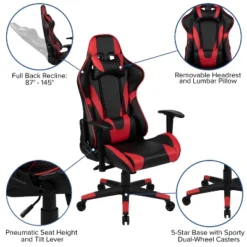 Flash Furniture X20 Gaming Chair Racing Office Ergonomic Computer PC Adjustable Swivel Chair With Fully Reclining Back In Red LeatherSoft -Furniture GUEST fbfa2204 f1f5 4e10 82a3 06e8af09b04d
