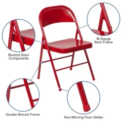 Flash Furniture 2 Pack HERCULES Series Double Braced Metal Folding Chair -Furniture GUEST fccbbfa2 ffd6 4784 bffd e059cbab6ae4