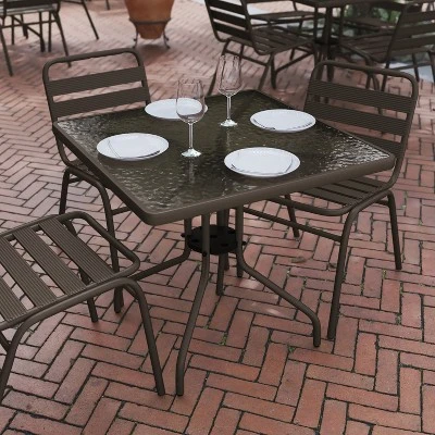Flash Furniture Barker 31.5'' Square Tempered Glass Metal Table 3 Flash Furniture Barker 31.5'' Square Tempered Glass Metal Table - Image 3