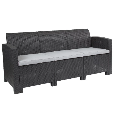 Flash Furniture Faux Rattan Sofa With All-Weather Cushions 11 Flash Furniture Faux Rattan Sofa With All-Weather Cushions - Image 11