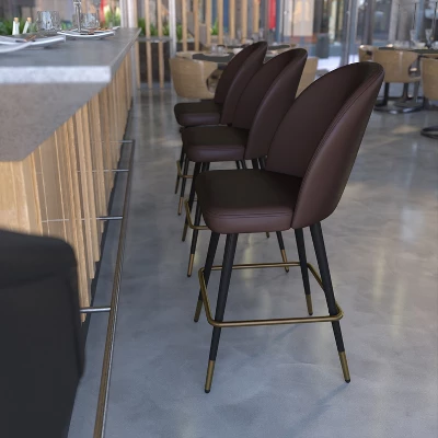 Flash Furniture Lyla Set Of 2 Commercial Modern Armless Counter Stools With Contoured Backrests, Steel Frames And Footrests-Set Of 2 3 Flash Furniture Lyla Set Of 2 Commercial Modern Armless Counter Stools With Contoured Backrests, Steel Frames And Footrests-Set Of 2 - Image 3