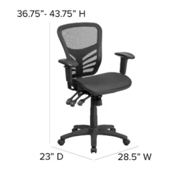 Flash Furniture Mid-Back Transparent Black Mesh Multifunction Executive Swivel Ergonomic Office Chair With Adjustable Arms -Furniture GUEST fe65986f c7b9 4ba9 8be1 4415b5f72b7f