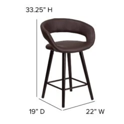 Flash Furniture Brynn Series 24'' High Contemporary Vinyl Rounded Back Counter Height Stool With Cappuccino Wood Frame 14 Flash Furniture Brynn Series 24'' High Contemporary Vinyl Rounded Back Counter Height Stool With Cappuccino Wood Frame -Furniture GUEST fec88a7e 9cd8 45ab b003 375de3c475bc